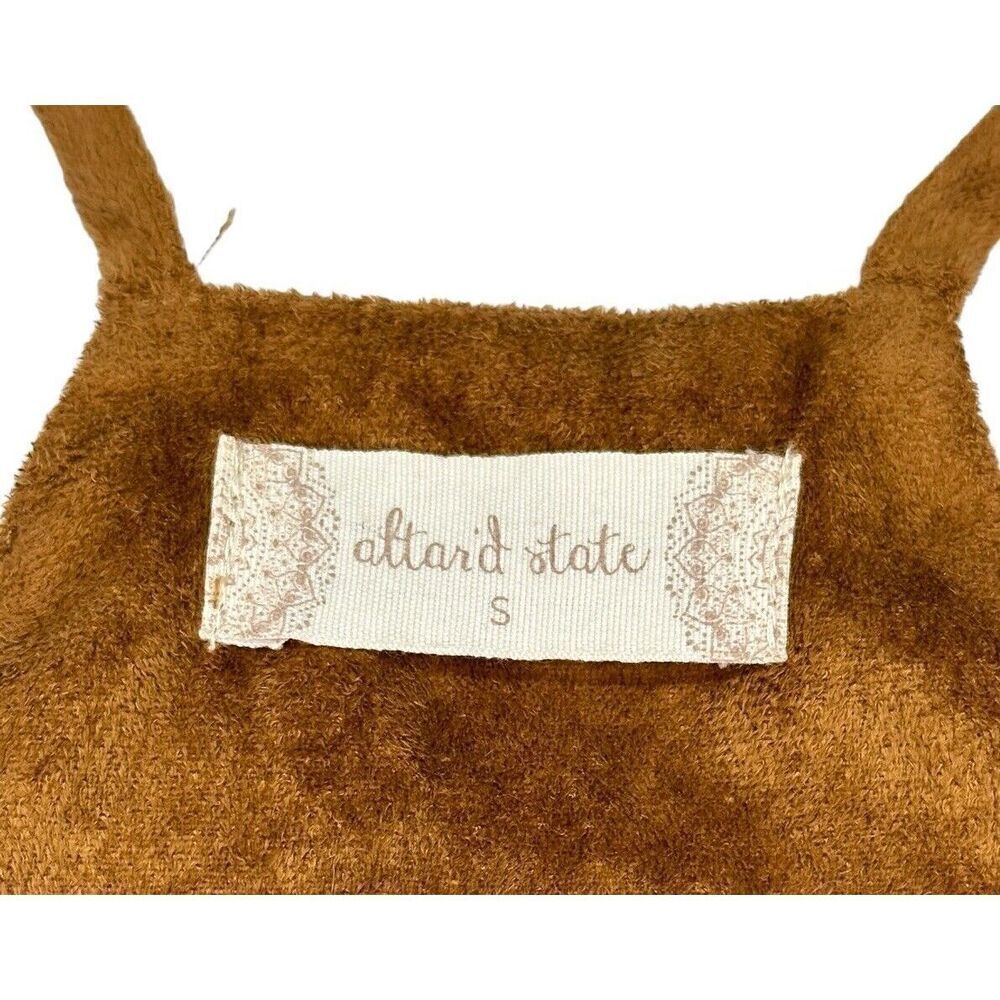 Altar’d State Suede Floral Brown Embroidered Racerback Slip Dress Women’s Small - Picture 3 of 13